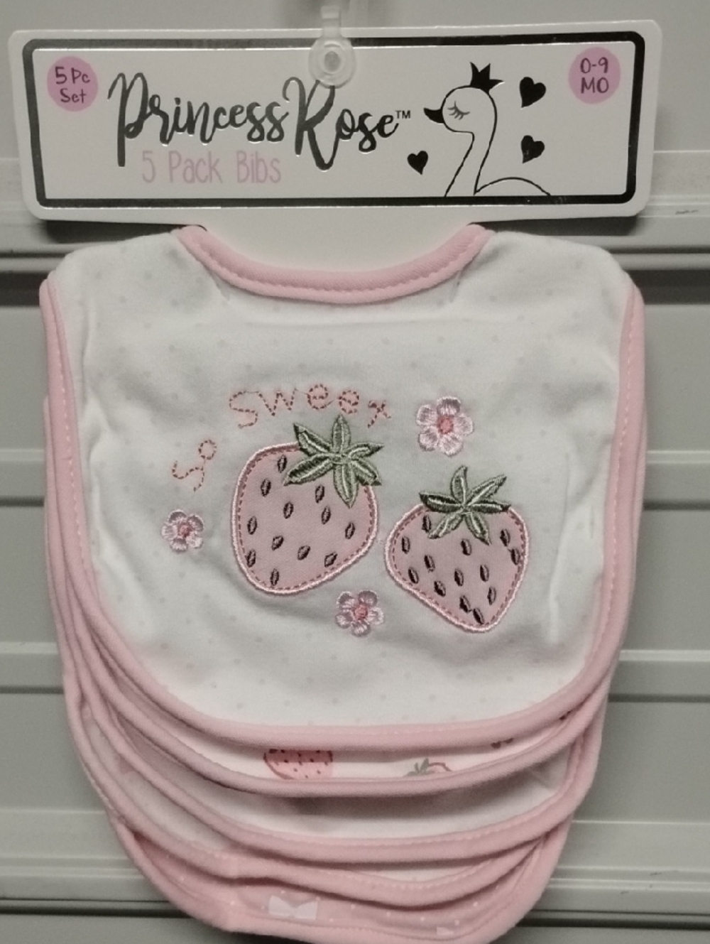 Pink Strawberry Bibs - 5 Pack